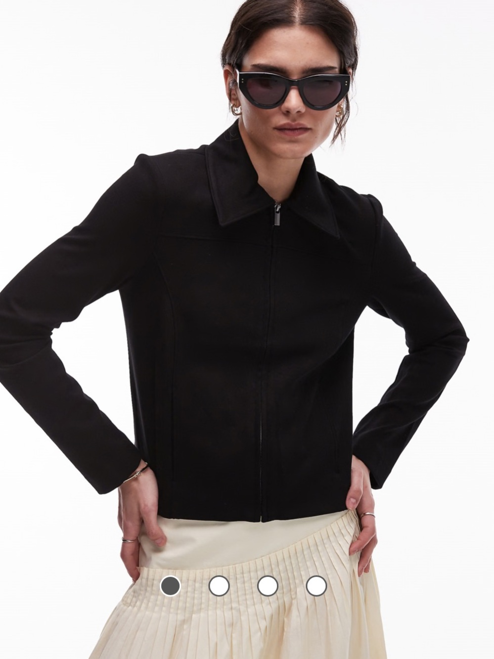 MANGO Black Zip-Up Stretch Moto Jacket Size Large 👵MT